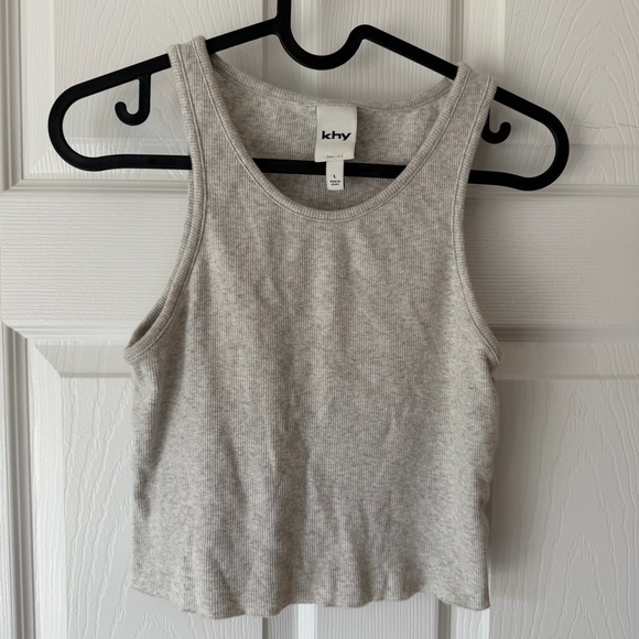 Khy Tops - Khy Women’s Light Gray Cropped Ribbed Tank Top Large